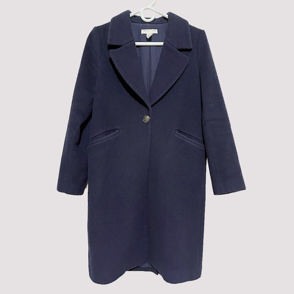 H&M WOOL-BLEND COAT in NAVY size 2 - Picture 1 of 5